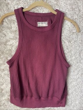 We The Free Ribbed Cropped Tank in Plum Berry